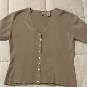 Hillard & Hanson Tan V-Neck Sweater